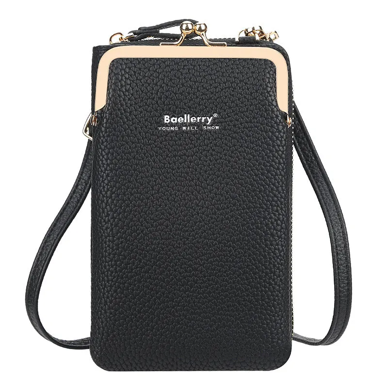 Women's Vertical Fashion Litchi Pattern Mobile Korean Phone Bags