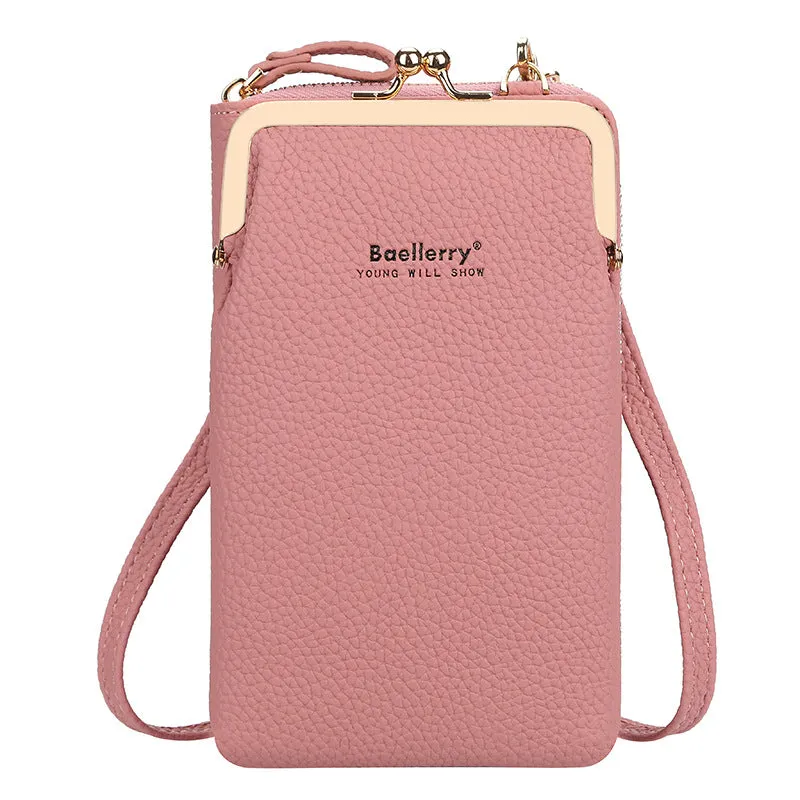 Women's Vertical Fashion Litchi Pattern Mobile Korean Phone Bags