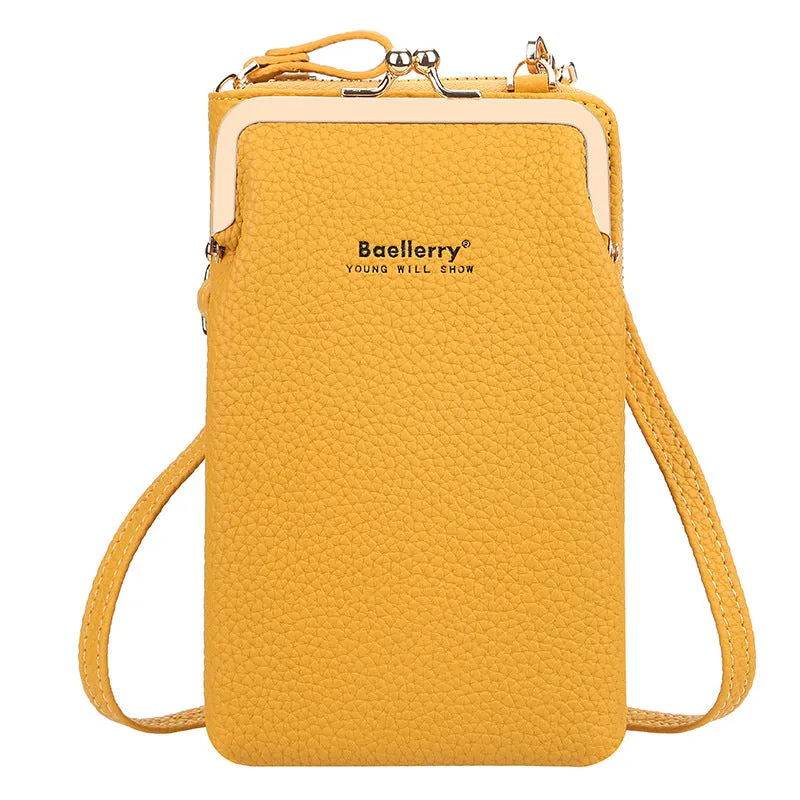 Women's Vertical Fashion Litchi Pattern Mobile Korean Phone Bags