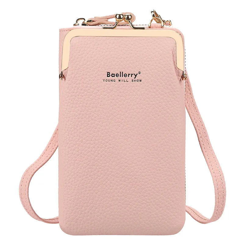 Women's Vertical Fashion Litchi Pattern Mobile Korean Phone Bags