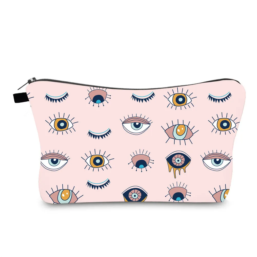 Women's Waterproof Evil Eye Printing Storage Portable Clutch Cosmetic Bags