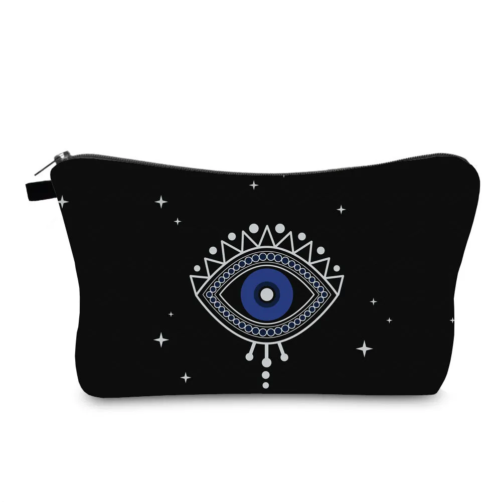 Women's Waterproof Evil Eye Printing Storage Portable Clutch Cosmetic Bags