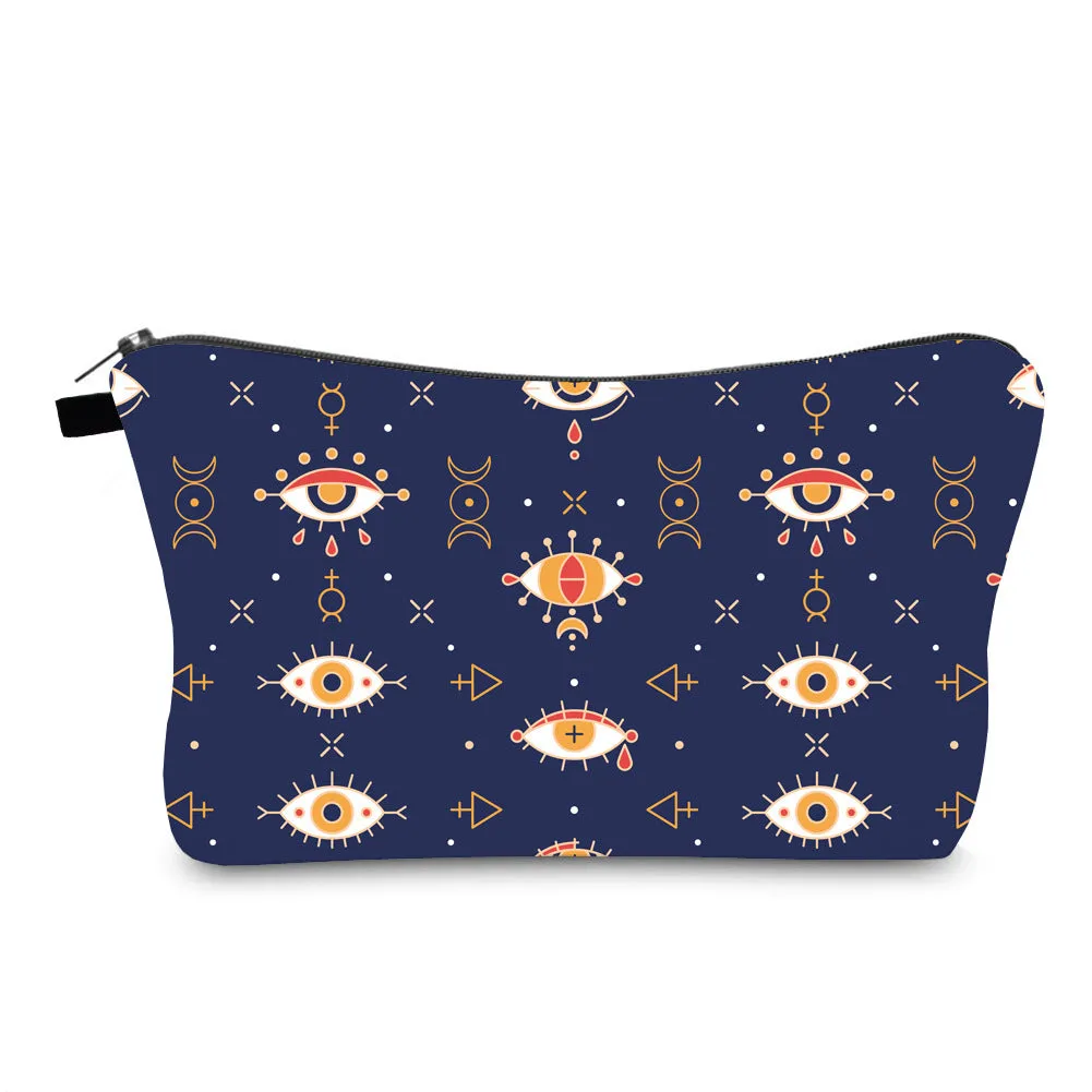 Women's Waterproof Evil Eye Printing Storage Portable Clutch Cosmetic Bags