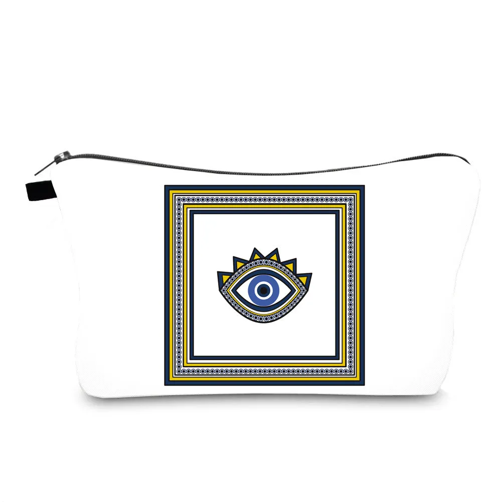 Women's Waterproof Evil Eye Printing Storage Portable Clutch Cosmetic Bags