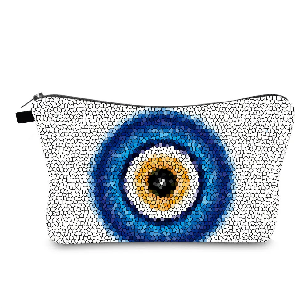 Women's Waterproof Evil Eye Printing Storage Portable Clutch Cosmetic Bags
