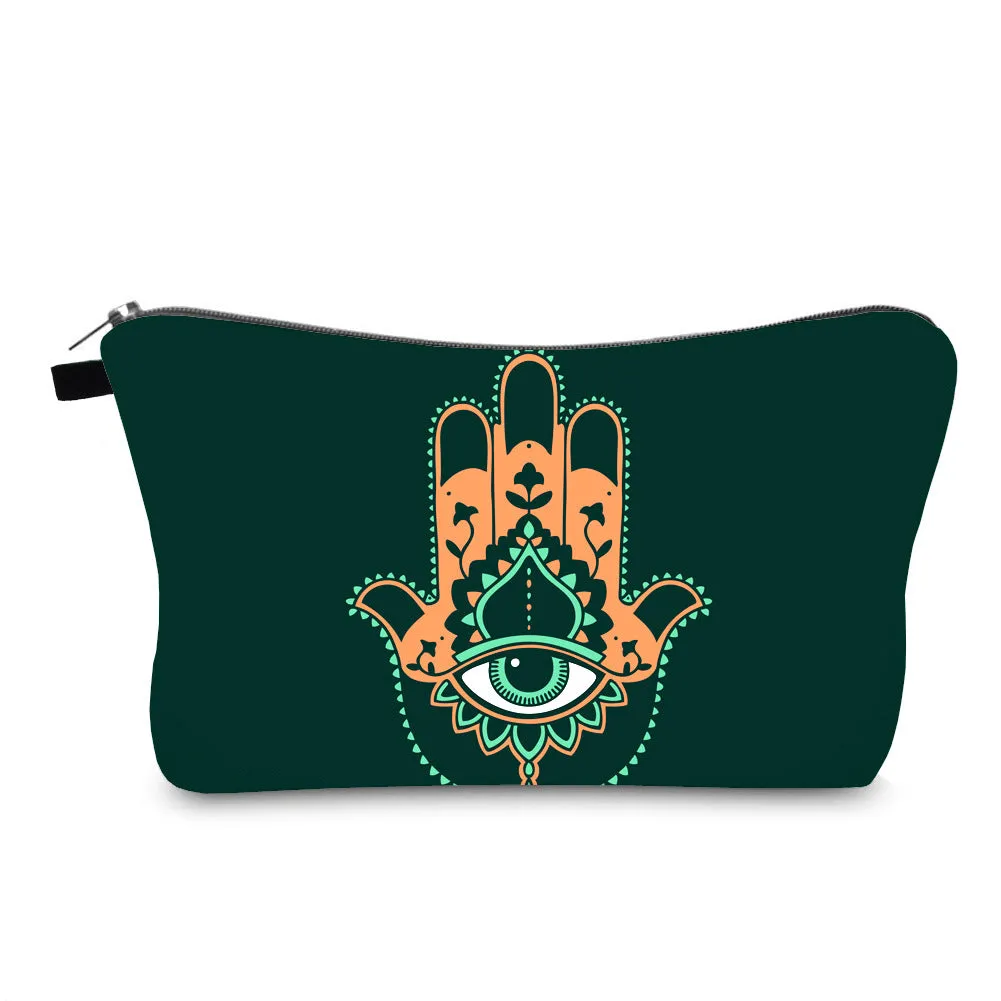 Women's Waterproof Evil Eye Printing Storage Portable Clutch Cosmetic Bags