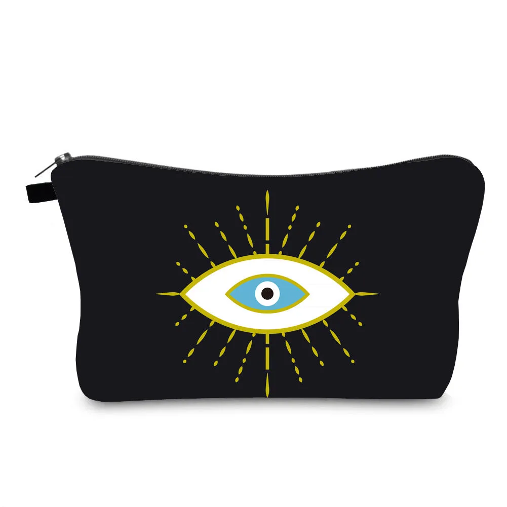 Women's Waterproof Evil Eye Printing Storage Portable Clutch Cosmetic Bags