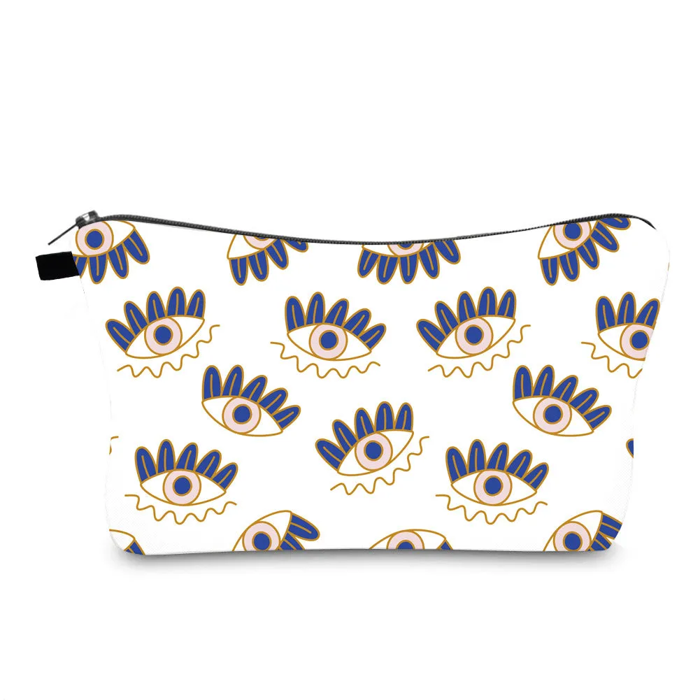 Women's Waterproof Evil Eye Printing Storage Portable Clutch Cosmetic Bags