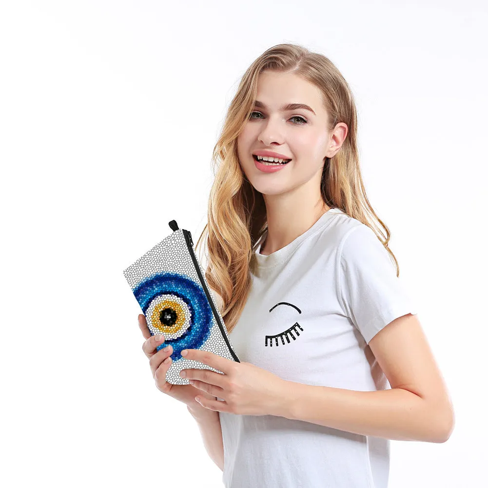 Women's Waterproof Evil Eye Printing Storage Portable Clutch Cosmetic Bags