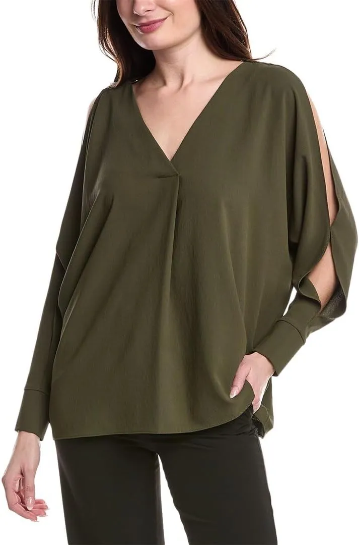 Women's Woven Boxy Top with Dolman Sleeves