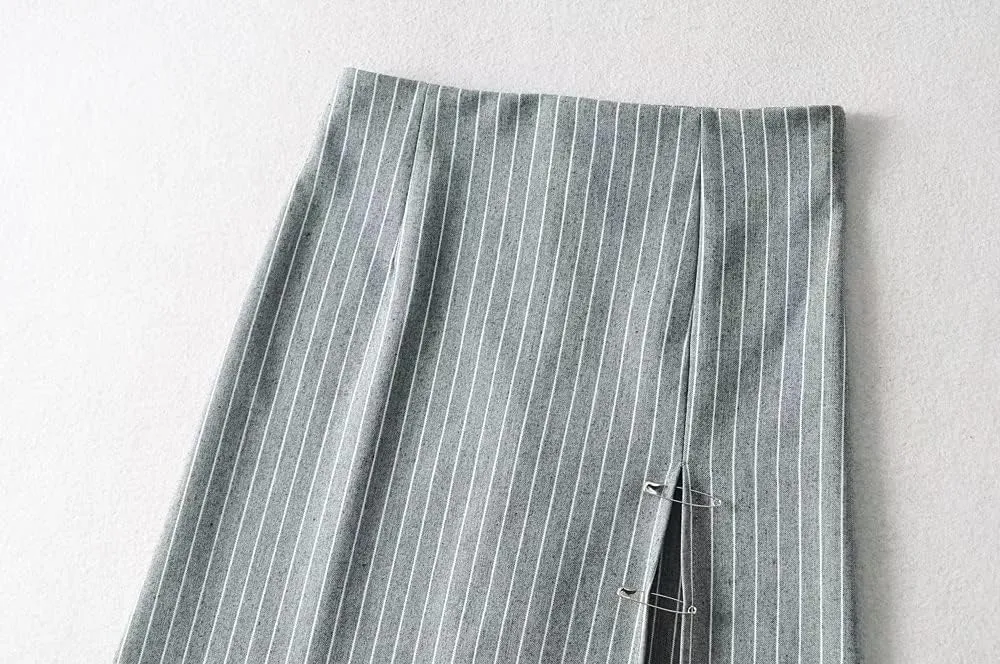 Womens Y2K Pinstripe Casual Pencil Skirts Mini Length Office Work Short Bodycon Skirts
