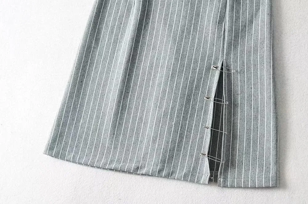 Womens Y2K Pinstripe Casual Pencil Skirts Mini Length Office Work Short Bodycon Skirts