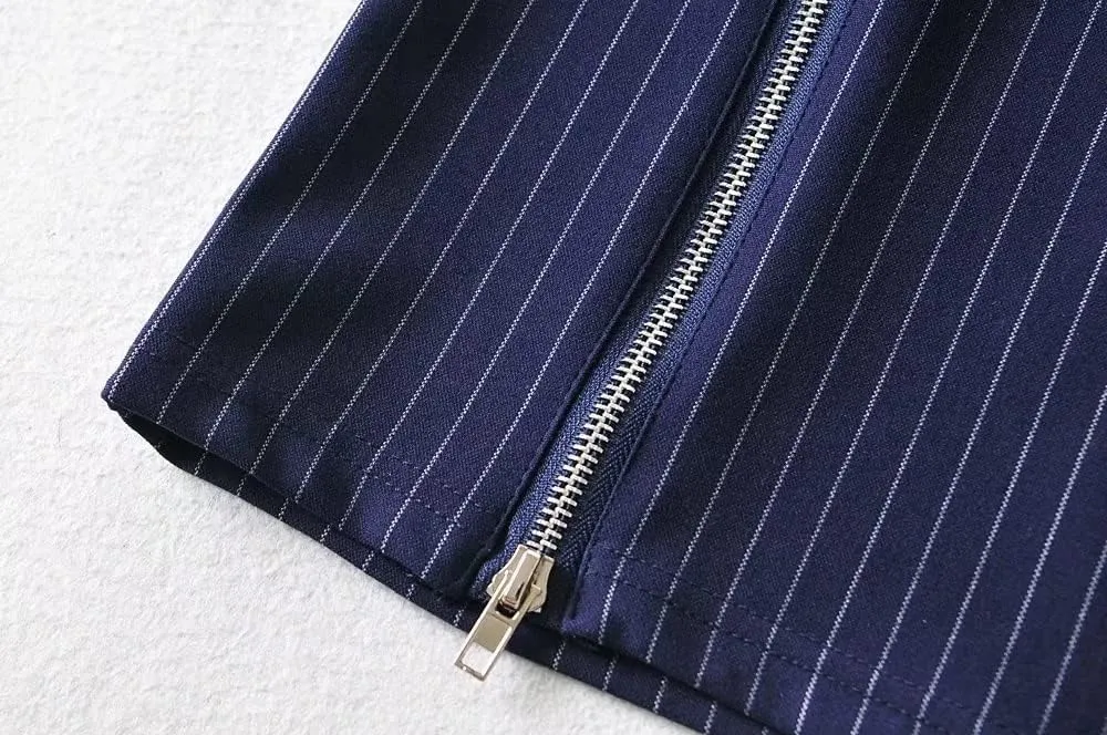 Womens Y2K Pinstripe Casual Pencil Skirts Mini Length Office Work Short Bodycon Skirts