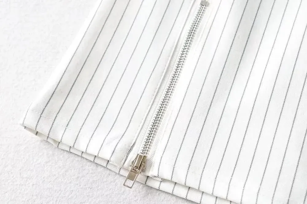 Womens Y2K Pinstripe Casual Pencil Skirts Mini Length Office Work Short Bodycon Skirts