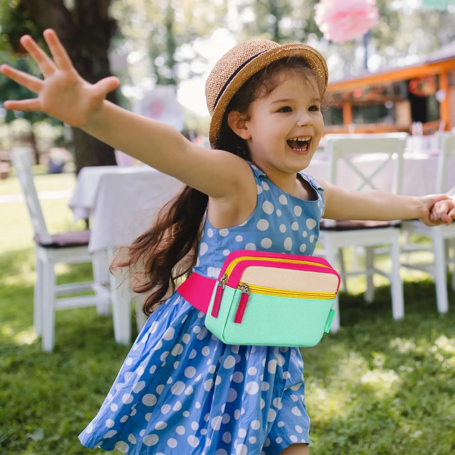 WOOMADA Fanny Pack for Kids, Crossbody Bag Waist Bag with Adjustable Waistband, Cute Belt Bag for Gifts(Hot Pink&Turquoise)