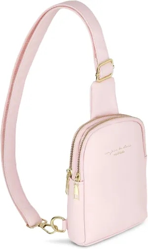 WOOMADA Sling Bag Crossbody Vegan Leather Fanny Packs for Women Fashionable Chest Bag for Travel(pink)