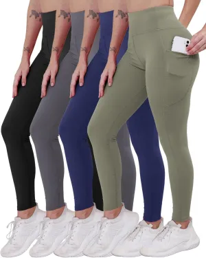 Workout Leggings with Pockets for Women Buttery Soft Elastic Compression Leggings High Waist Running Yoga Pants