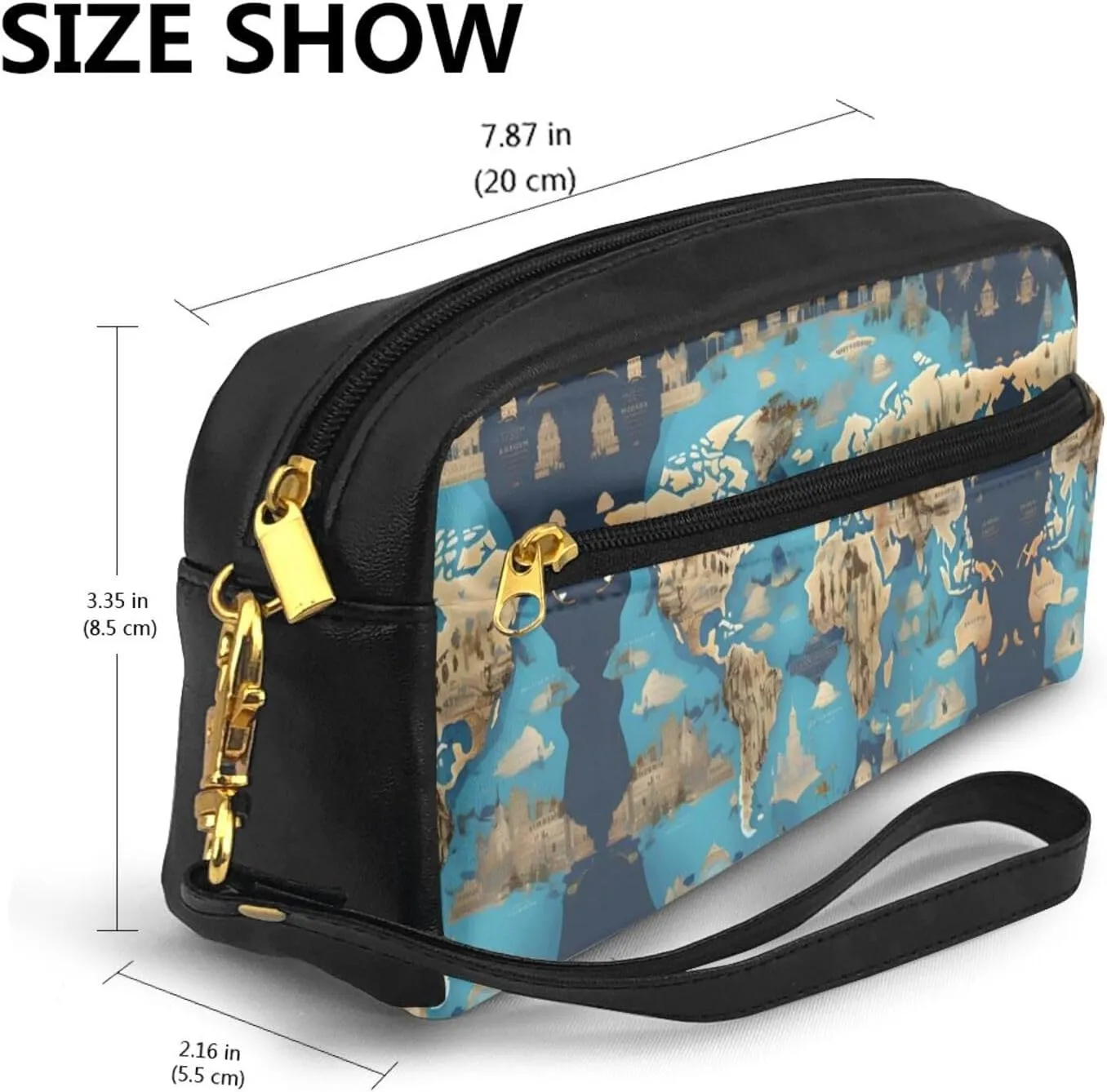 World Geography Map Women Travel Makeup Pouch Makeup Bag For Purse Portable Toiletry Bag Accessories Organizer
