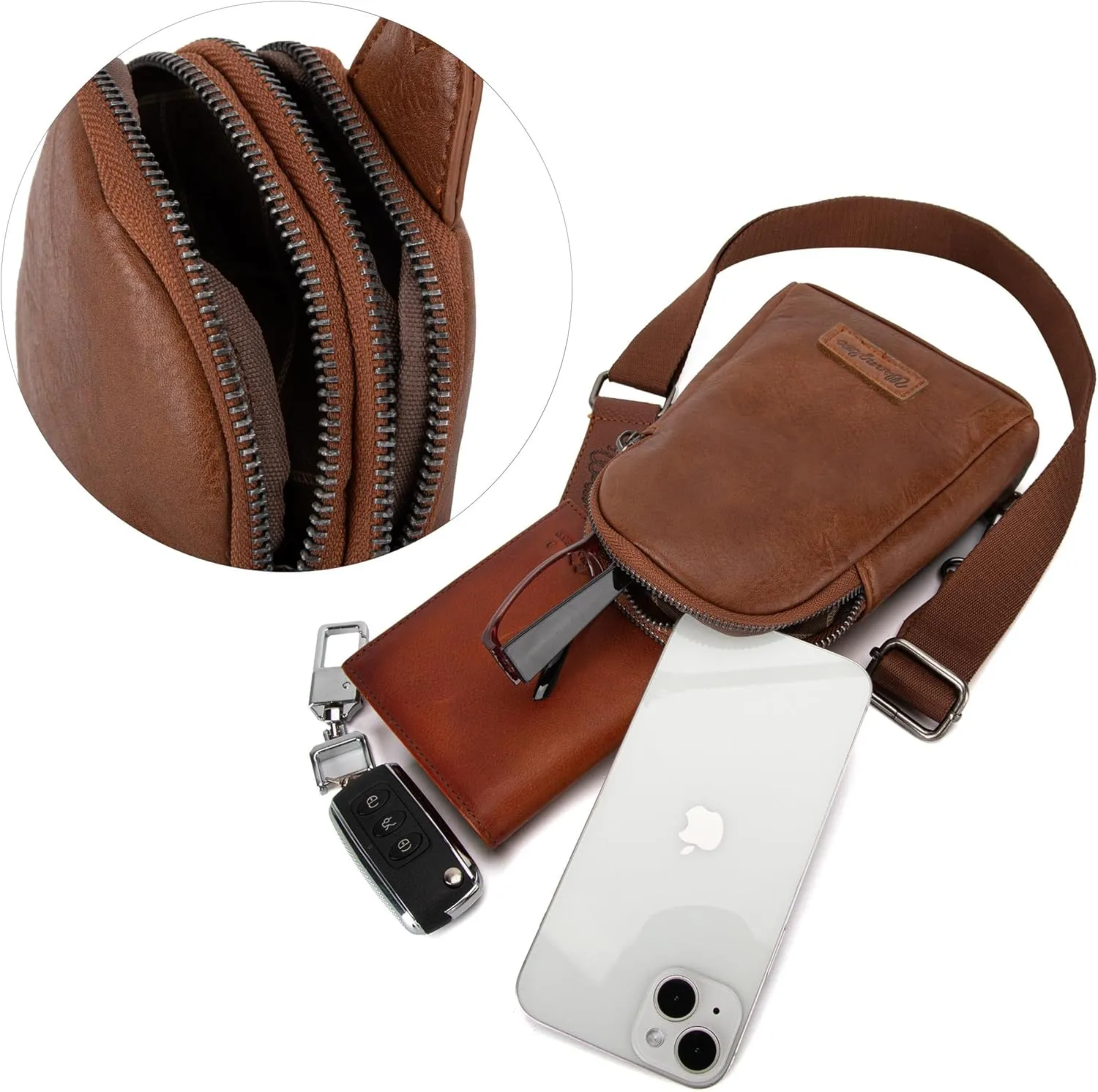 Wrangler Small Crossbody Sling Bags for Women Fanny Packs Chest Bag for Travel - Mother Day Gift