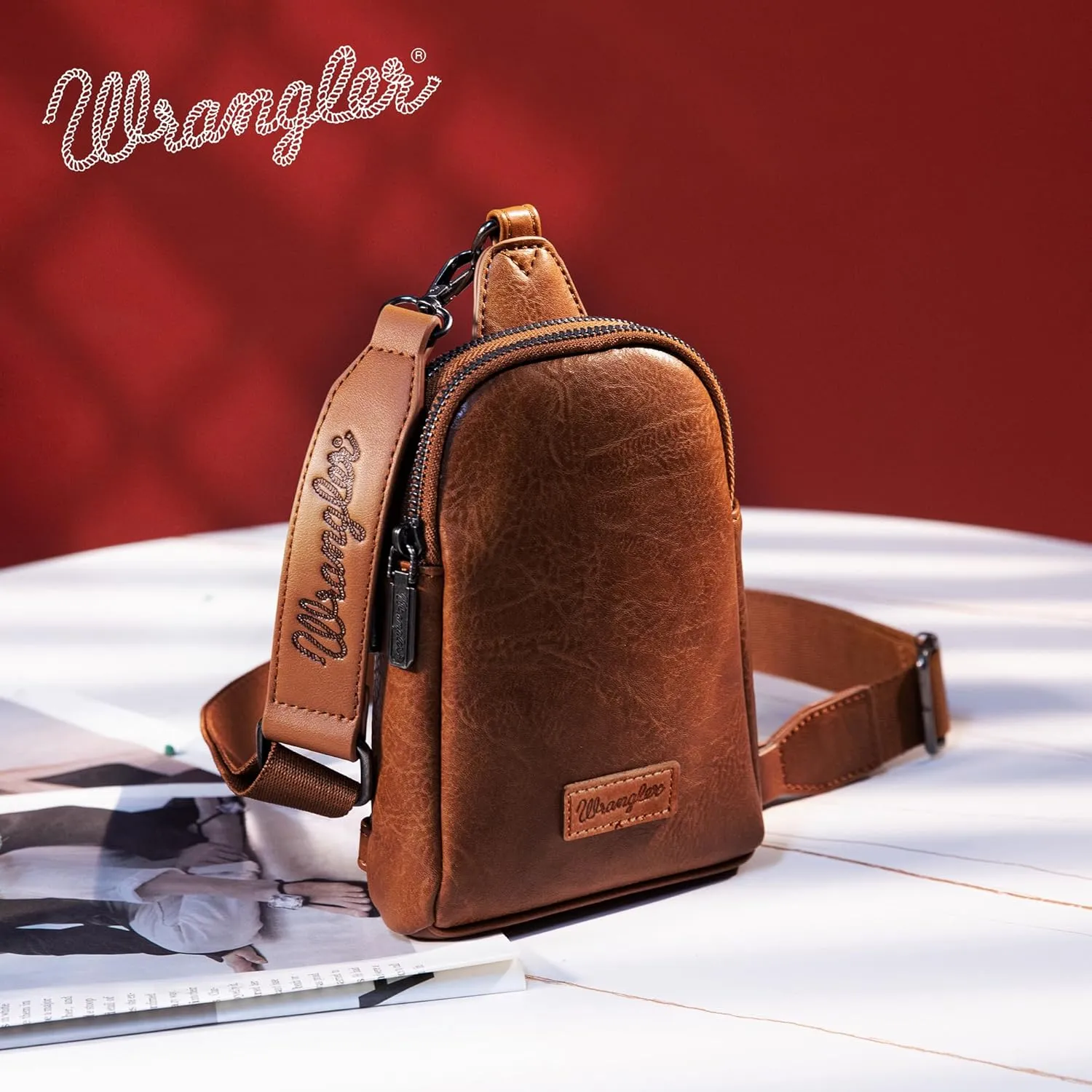 Wrangler Small Crossbody Sling Bags for Women Fanny Packs Chest Bag for Travel - Mother Day Gift