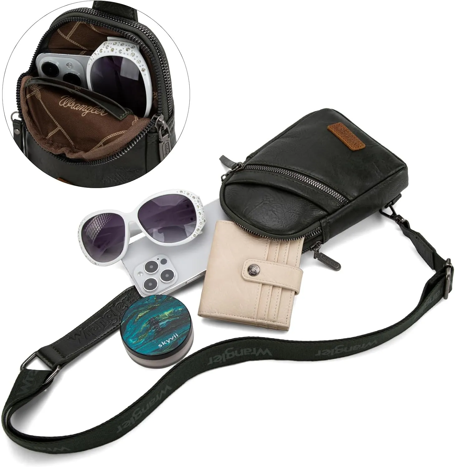 Wrangler Small Crossbody Sling Bags for Women Fanny Packs Chest Bag for Travel - Mother Day Gift