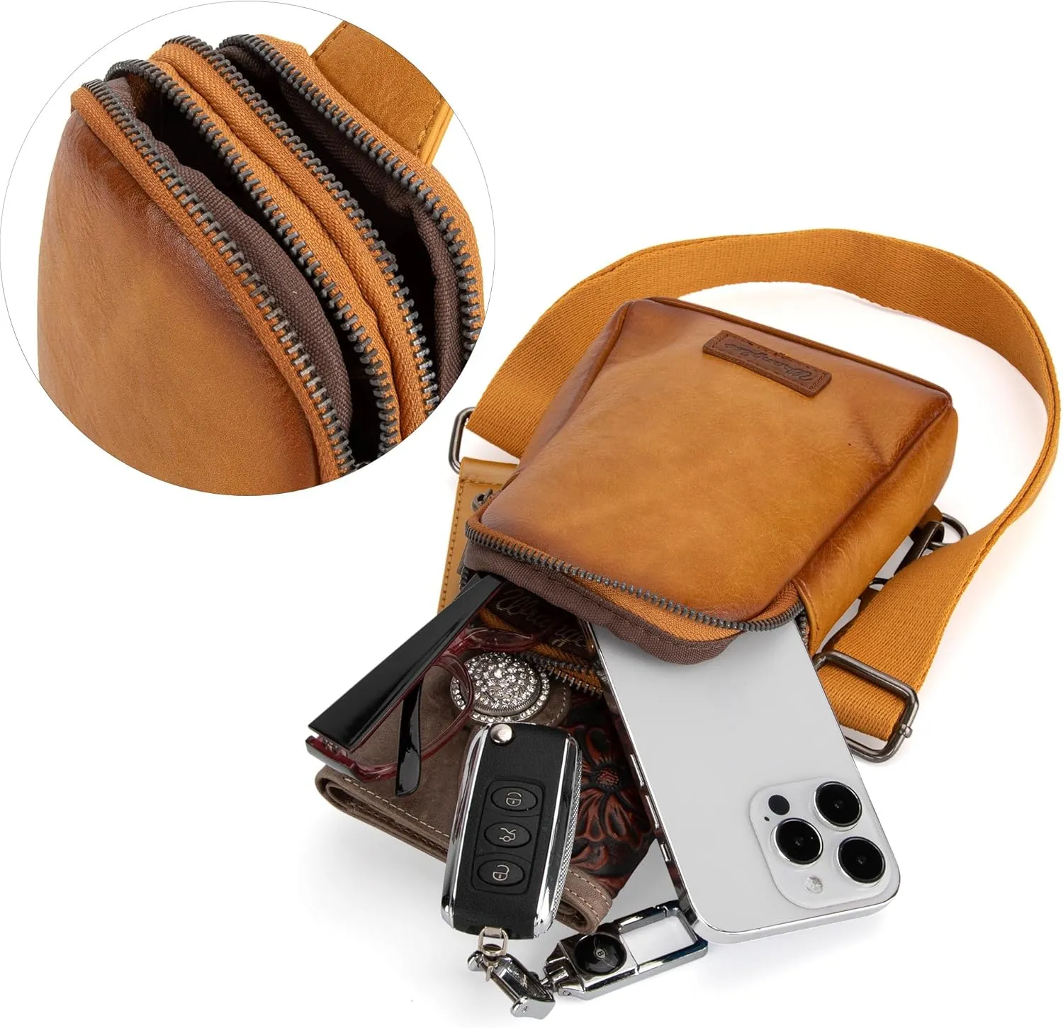 Wrangler Small Crossbody Sling Bags for Women Fanny Packs Chest Bag for Travel - Mother Day Gift