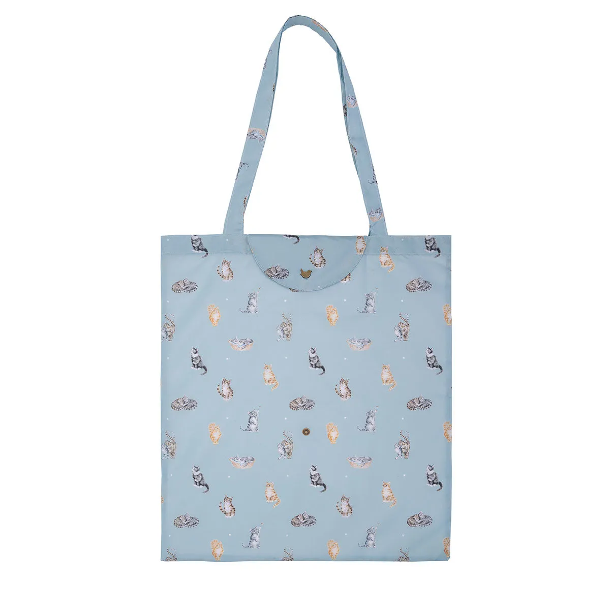 Wrendale Designs - Feline Friends Design Foldable Shopping Bag with Snap Closure