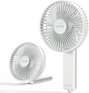 WSKEN Portable Handheld Fan - 6 Inch Quiet 180° Foldable Desk Fan with Battery Operated, 20H Max Cooling Time, 4000mAh Rechargeable, 4-Speed, Travel Essential for Outdoor, Office, Gift, White