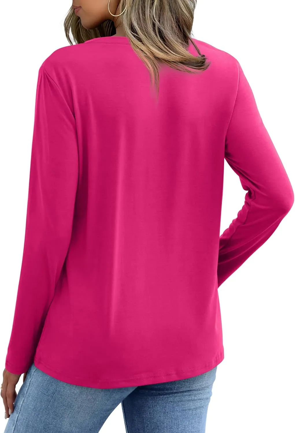 XIEERDUO Womens Long Sleeve Shirts-Fall Tops Basic Tshirts Loose Fit V Neck 3 Packs