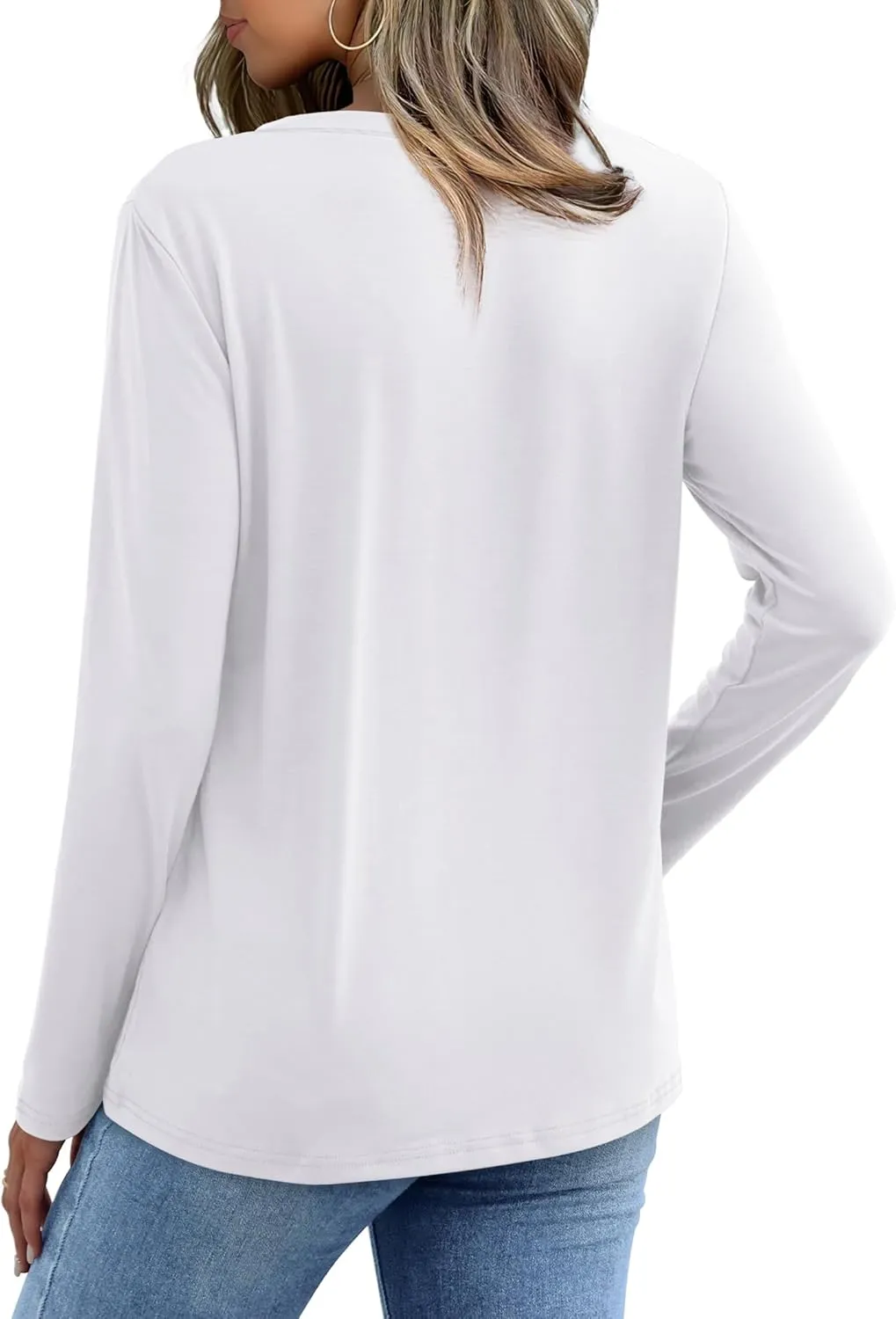 XIEERDUO Womens Long Sleeve Shirts-Fall Tops Basic Tshirts Loose Fit V Neck 3 Packs