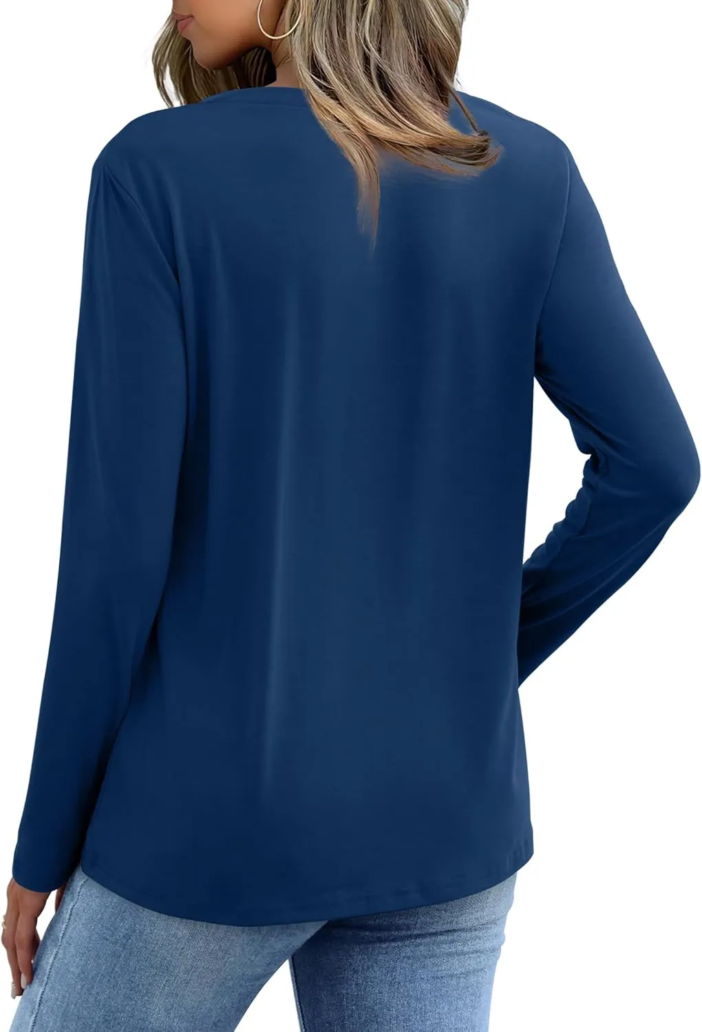 XIEERDUO Womens Long Sleeve Shirts-Fall Tops Basic Tshirts Loose Fit V Neck 3 Packs