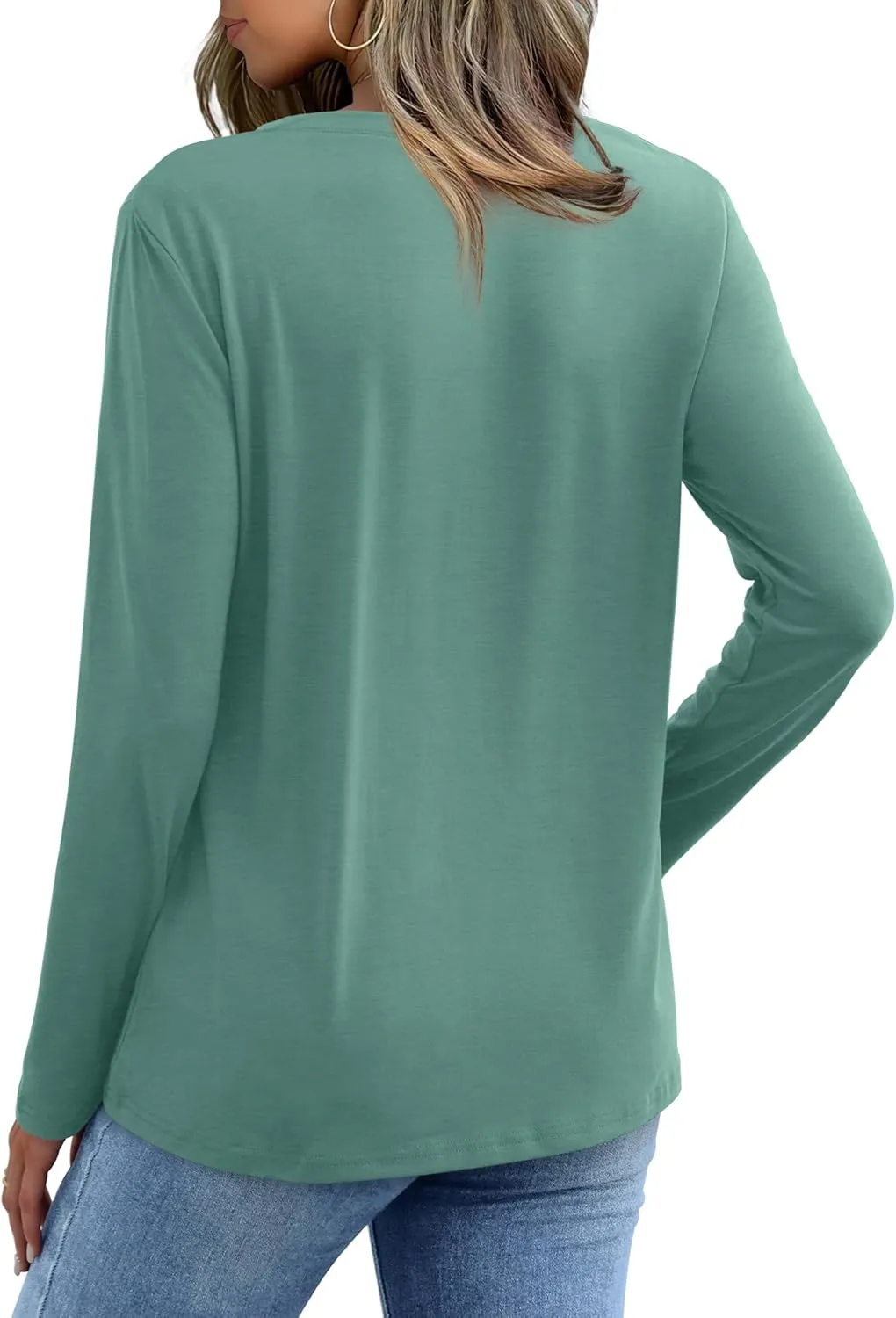 XIEERDUO Womens Long Sleeve Shirts-Fall Tops Basic Tshirts Loose Fit V Neck 3 Packs