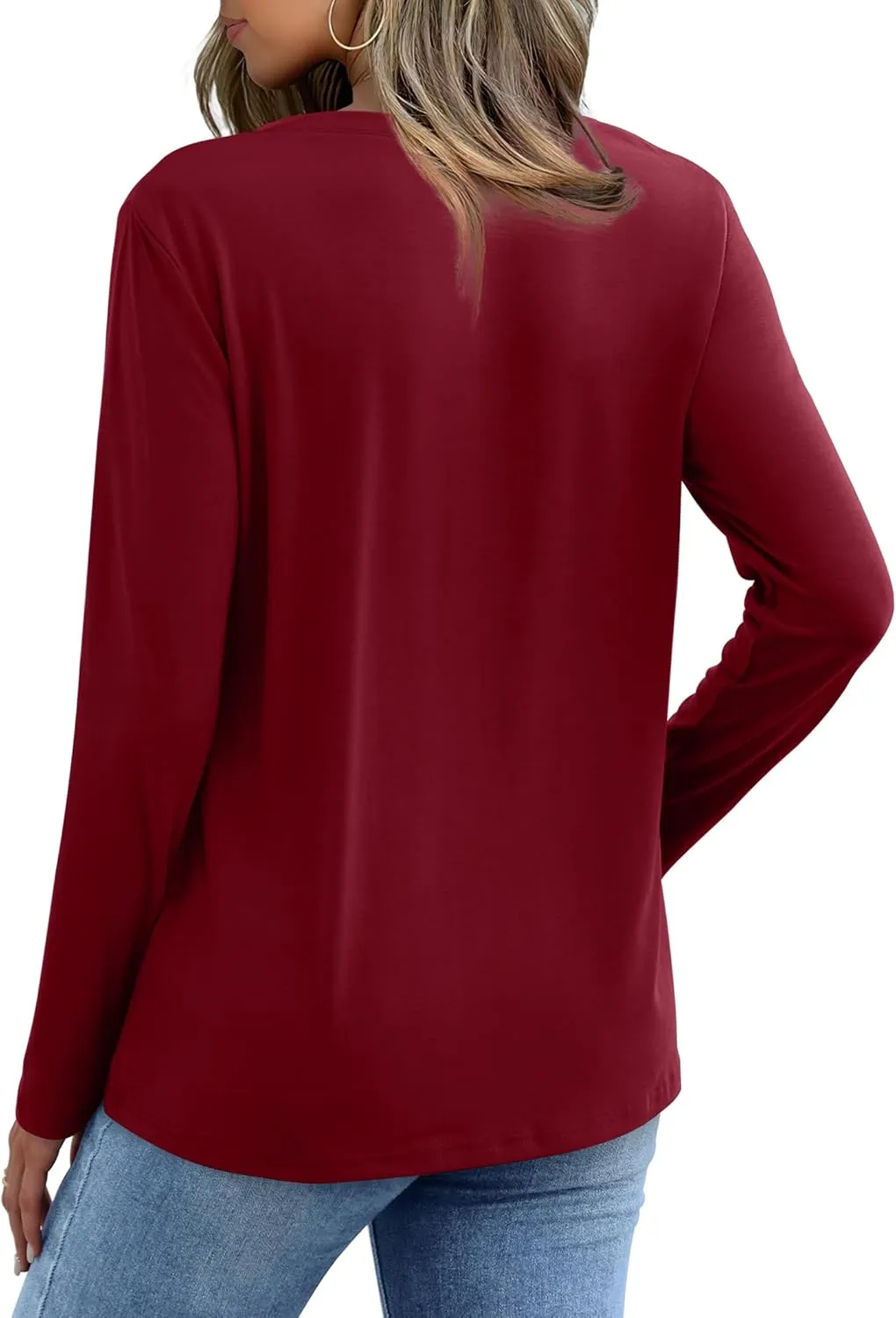 XIEERDUO Womens Long Sleeve Shirts-Fall Tops Basic Tshirts Loose Fit V Neck 3 Packs