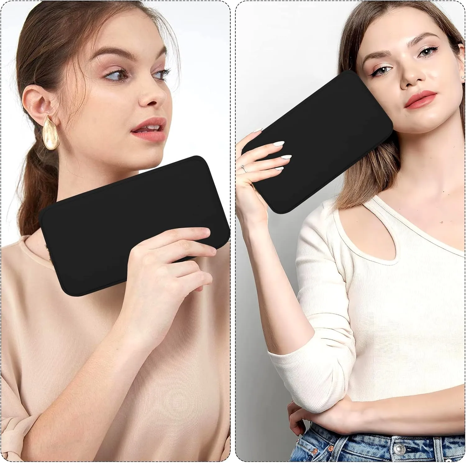 XSUIOY Makeup Bag Travel Bag Pouch for Purse, Cute Preppy Makeup Bag Cosmetic Zipper Pouch Purse Organizer Bag for Women, Waterproof Nylon Coin Pouch Sanitary Napkin Storage Bag for WorkBlack-Middle