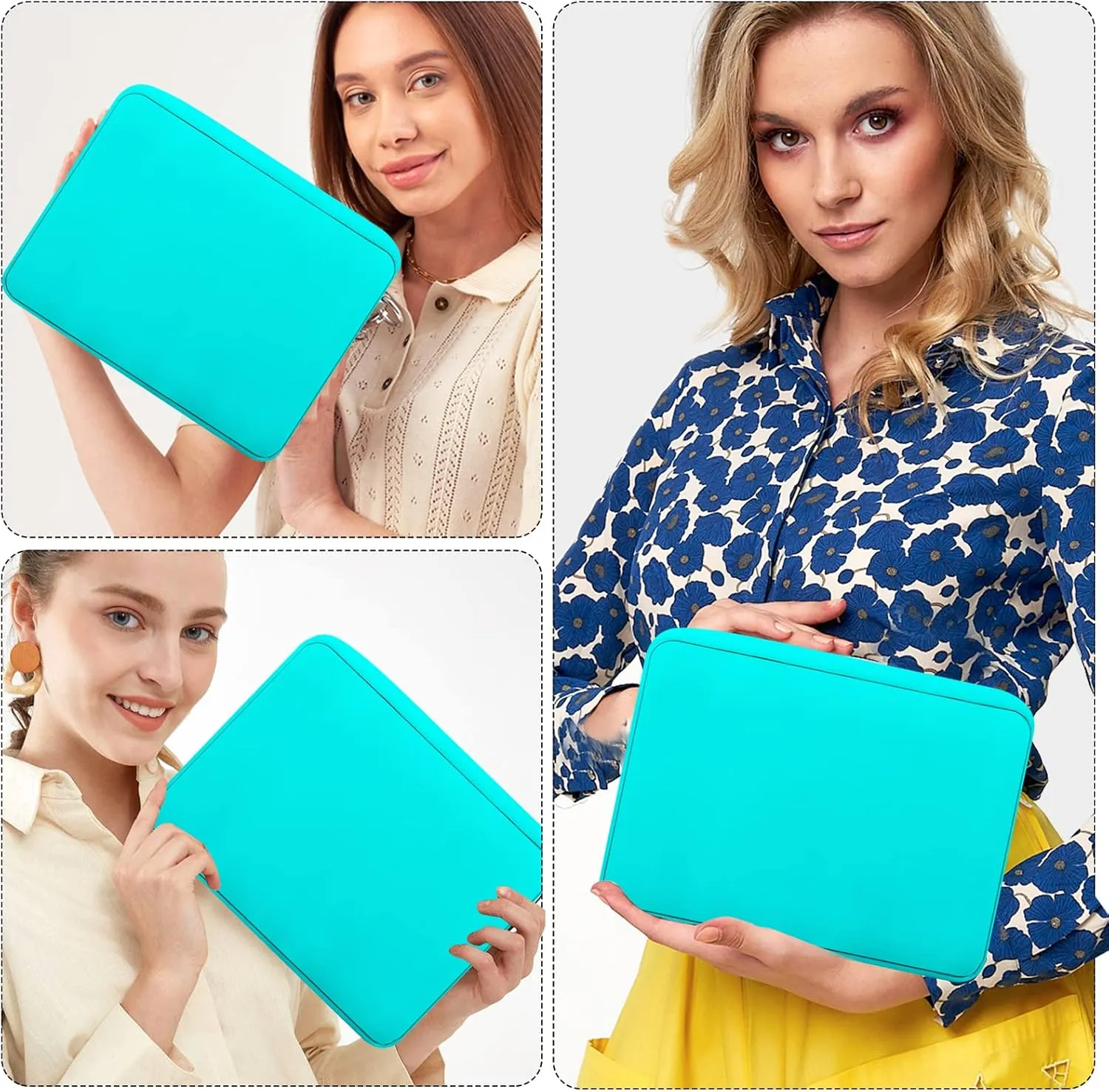 XSUIOY Makeup Bag Travel Bag Pouch for Purse, Cute Preppy Makeup Bag Cosmetic Zipper Pouch Purse Organizer Bag for Women, Waterproof Nylon Coin Pouch Sanitary Napkin Storage Bag for Work(Cyan-Large)