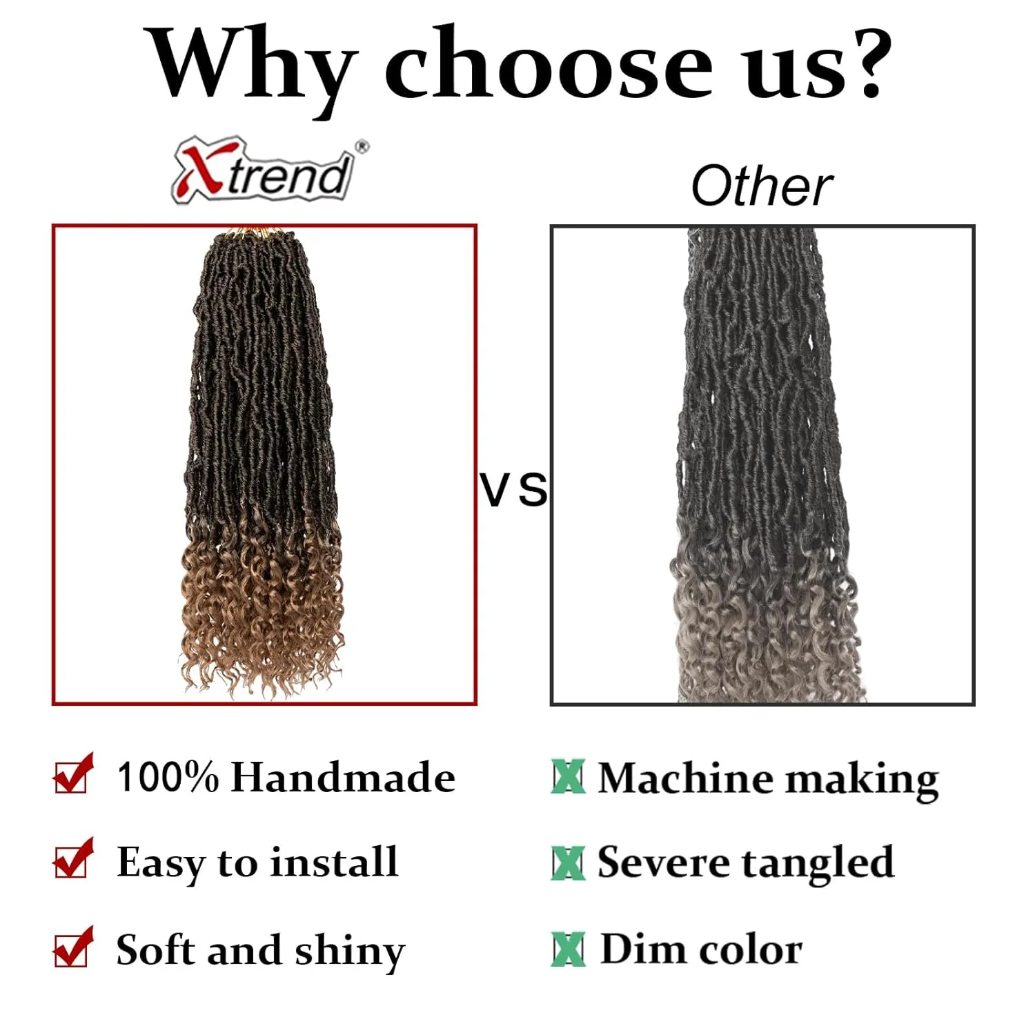Xtrend 18 Inch New Faux Locs Crochet Braids With Curly Ends 7 Packs Soft Goddess Faux Locs Crochet Hair Natural Pre-looped Synthetic Crochet Braiding Hair for Women (12Strands/pack T27#)