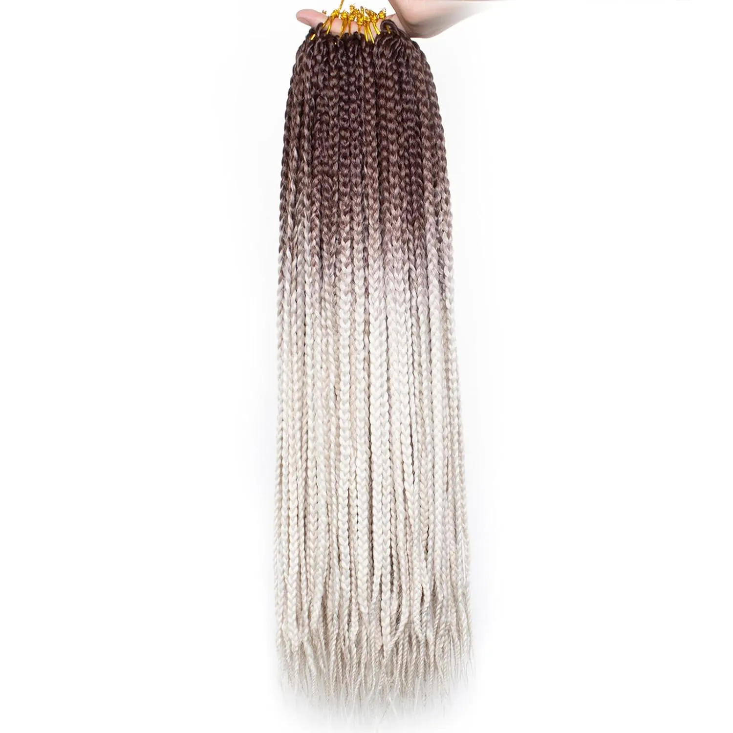 Xtrend 8 Packs 24 Inch Box Braids Crochet Hair 144 Strands Pre-looped 3X Braids Medium Boho Braids Hair Extensions Auburn Long Box Braids Synthetic Crochet Hair for Woman (460#)