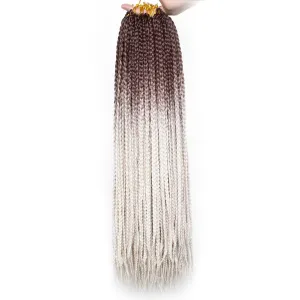 Xtrend 8 Packs 24 Inch Box Braids Crochet Hair 144 Strands Pre-looped 3X Braids Medium Boho Braids Hair Extensions Auburn Long Box Braids Synthetic Crochet Hair for Woman (460#)