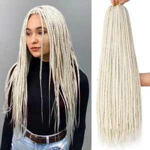 Xtrend 8 Packs 24 Inch Box Braids Crochet Hair 144 Strands Pre-Looped Blonde Crotchet 3X Braids Medium Synthetic Braiding Hair Extension for Women (613#)