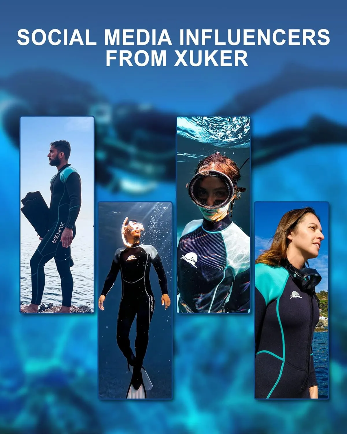 XUKER Women Men Wetsuit 2mm 3mm, Neoprene Wet Suits Front/Back Zip in Cold Water Full Body Dive Suit for Water Sports