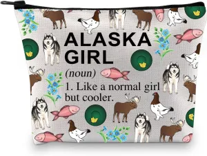 XYANFA Alaska Girl Gift Alaska Cruise Makeup Bag Alaska Travel Gift Alaska Souvenirs Gift Matching Cruise Gift Alaskan Vacation Cosmetic Bag (ALASKA GIRL (noun))