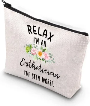 XYANFA Esthetician Makeup Bag Esthetician Graduation Gift Cosmetology Gifts Beauty Artist Thank You Gift (RELAX Esthetician)