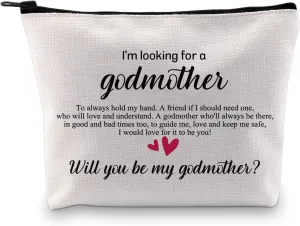 XYANFA Godmother Cosmetic Bag Godmother Ask Gift Will You Be My Godmother Gift Godmother Zipper Pouch (looking for a godmother)