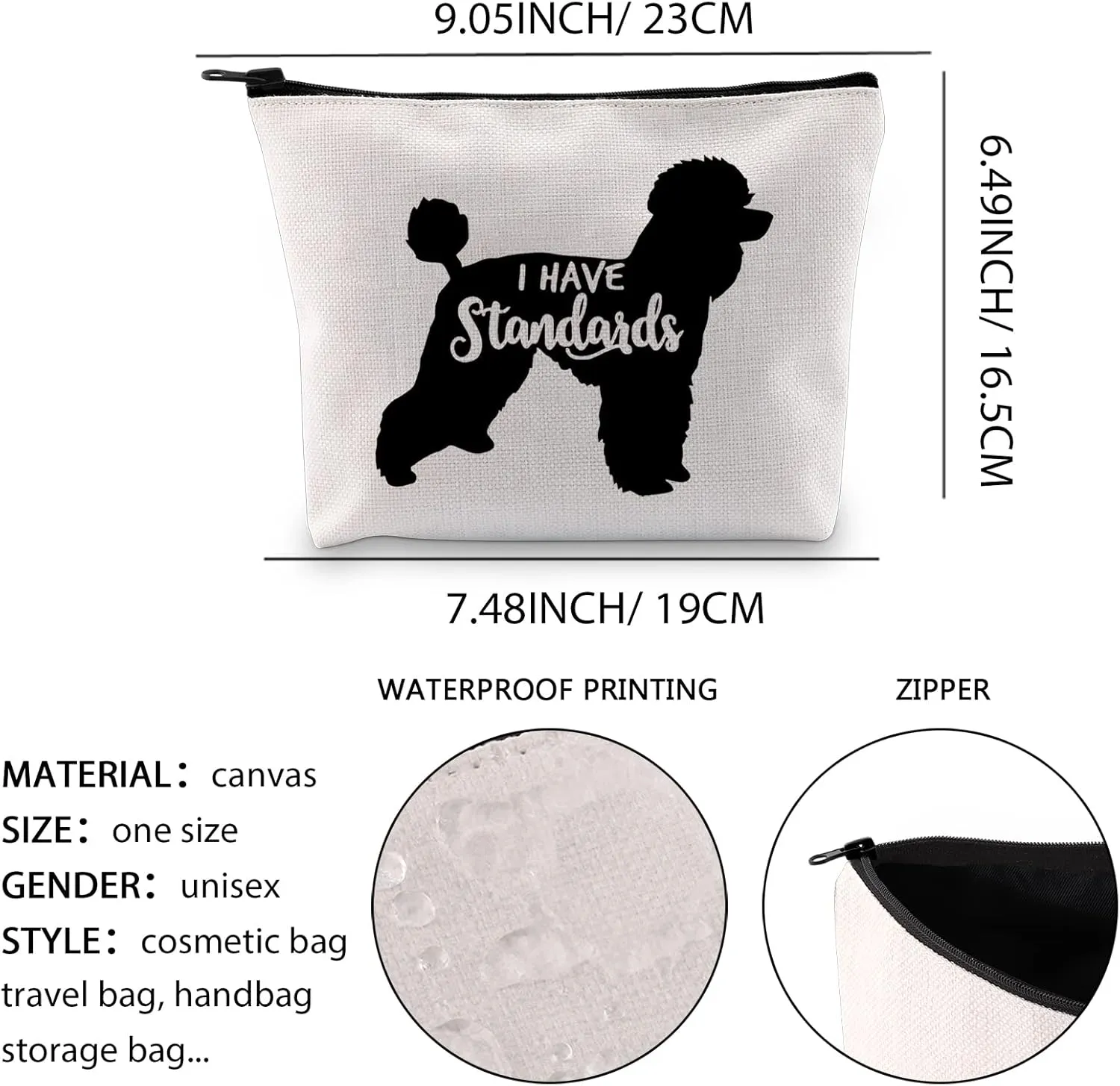 XYANFA I Have Standards Poodle Makeup Bag - Standard Poodle Mama Mom Gift - Dog Lover Zipper Pouch