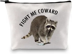XYANFA Raccoon Cosmetic Bag - Gift For Raccoon Lover - Fight Me Coward Themed Zipper Pouch