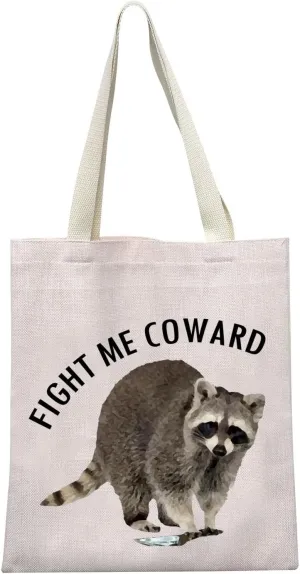 XYANFA Raccoon Cosmetic Bag Raccoon Gift For Raccoon Lover Fight Me Coward Raccoon Themed Zipper Pouch (FIGHT ME COWARD tote bag)