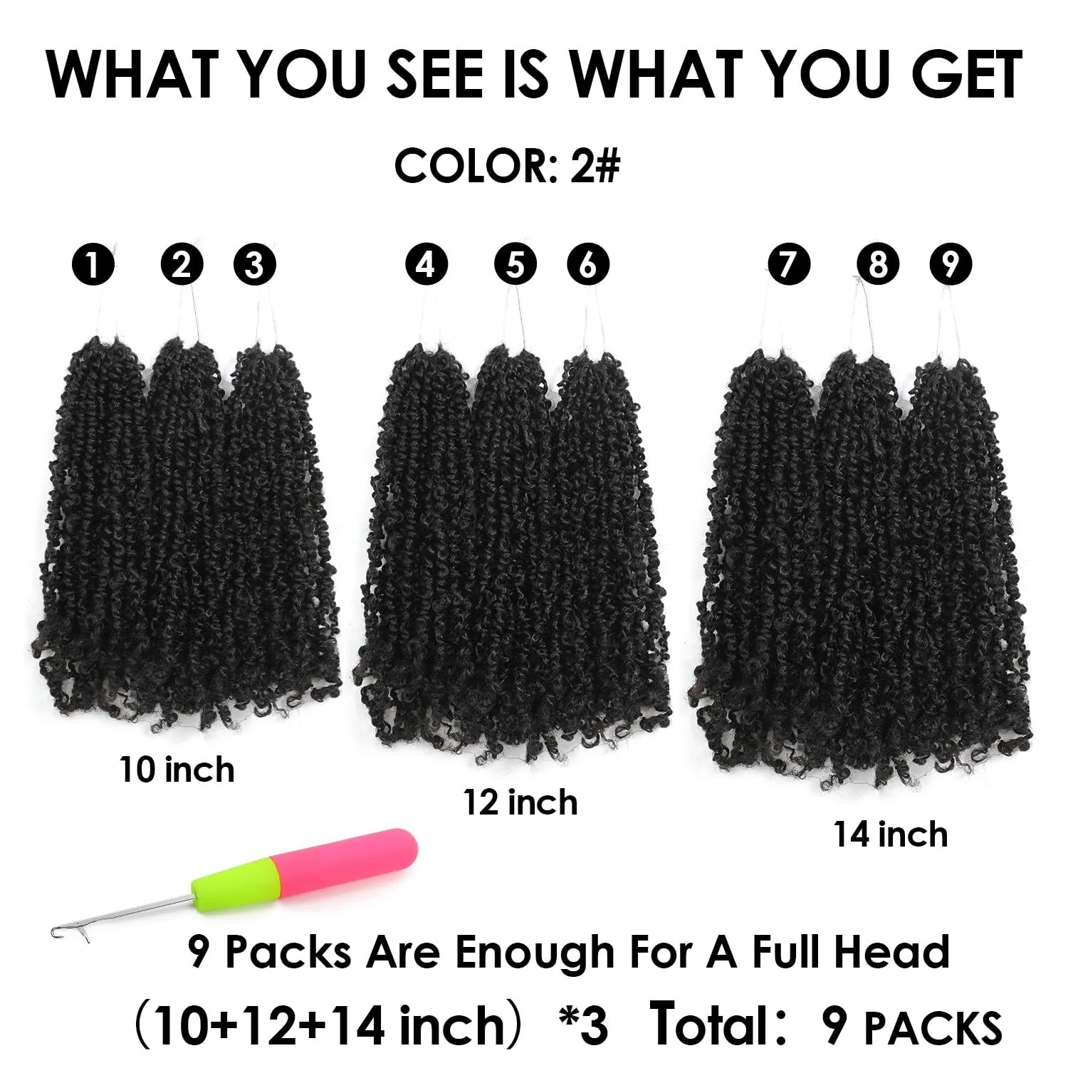 Yanky Twist Crochet Hair - (10 12 14 inch)*3,Total 9 packs,Dark Brown,Pre-Looped Yankee Twist Mini Passion Twist,Pre-Twisted Micro Spring Twist,Boho Senegalese Twist Crochet Hair with Curly Ends (2#)