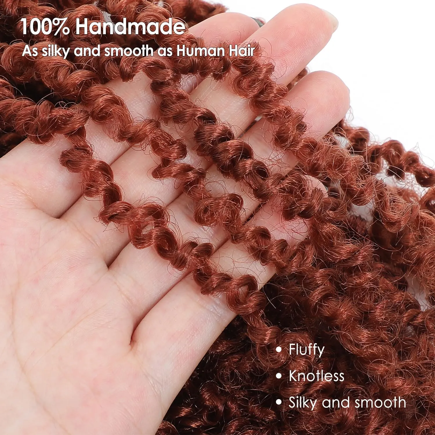 Yanky Twist Crochet Hair (8 10 12 inch)*3,Total 9 packs,Ginger Red,Pre-Looped Yankee Twist Mini Passion Twist,Pre-Twisted Micro Spring Twist,Boho Senegalese Twist Crochet Hair with Curly Ends (350#)