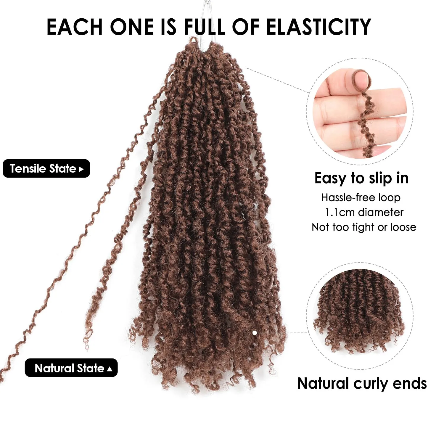 Yanky Twist Crochet Hair (8 10 12 inch)*3,Total 9 packs,Medium Auburn,Pre-Looped Yankee Twist Mini Passion Twist,Pre-Twisted Micro Spring Twist,Boho Senegalese Twist Crochet Hair with Curly Ends (30#)