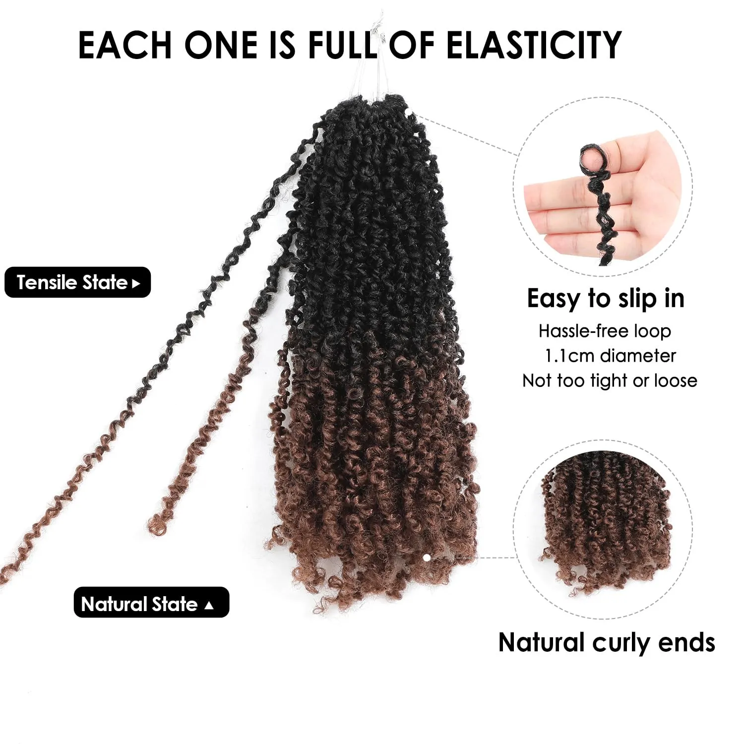 Yanky Twist Crochet Hair (8 10 12 inch)*3,Total 9 packs,Ombre Auburn,Pre-Looped Yankee Twist Mini Passion Twist,Pre-Twisted Micro Spring Twist,Senegalese Twist Crochet Hair with Curly Ends (OT1B/30#)